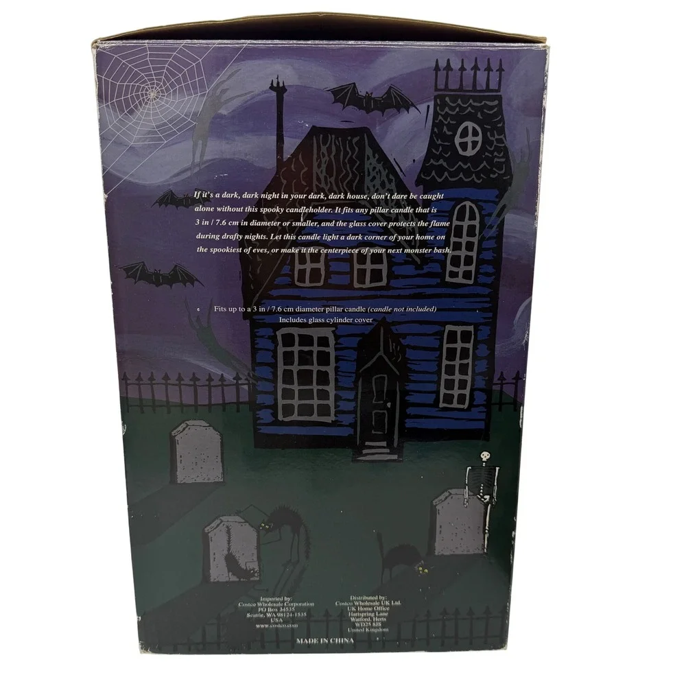 Vtg Lg Kirkland Halloween‎ Grinning Witch Head Pillar Candleholder Costco READ